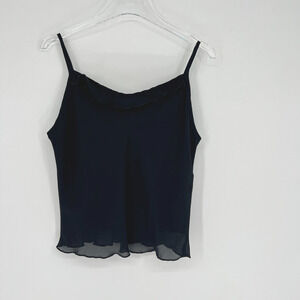 Vtg Metamorphosis Tank Top Juniors‎ 10/11 Y2K Black Ruffle Dainty Feminine